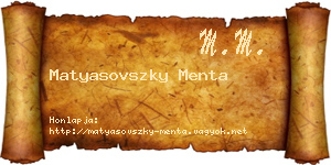 Matyasovszky Menta névjegykártya